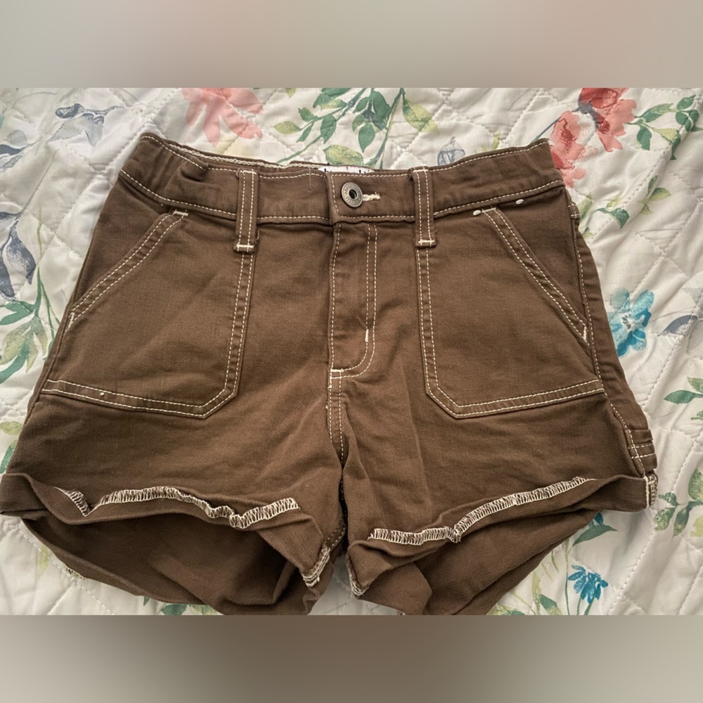 Abercrombie Kids Brown Shorts with White Stitching